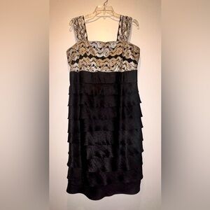 Dress Barn Strapless Black and Gold Bandage Dress